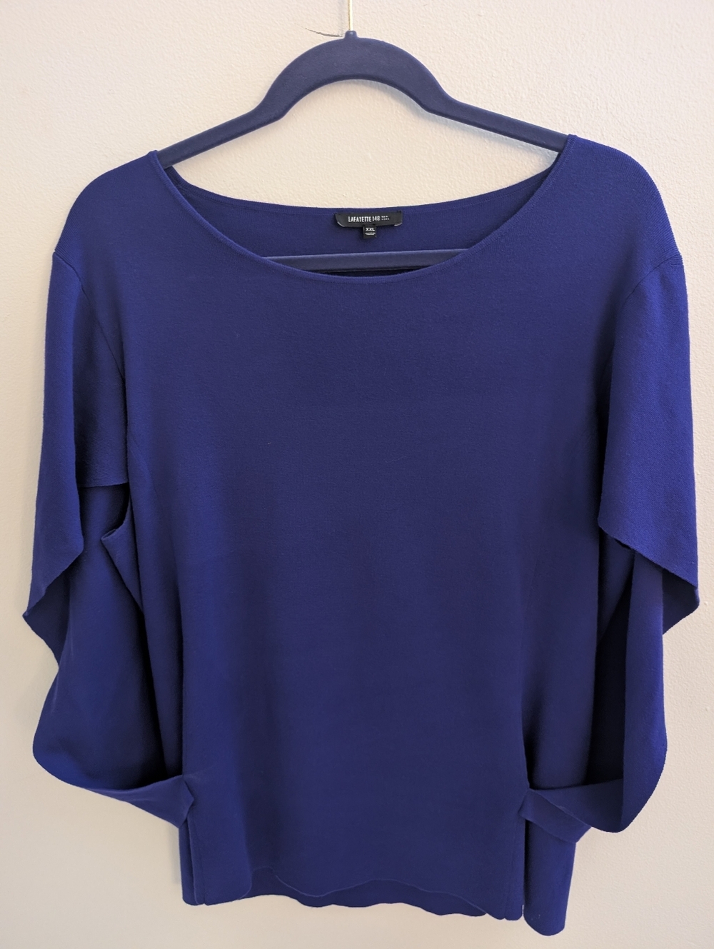 Lafayette 148 NY Draped Sleeve Blouse | Size XXL | Cobalt/Royal Blue